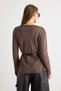 Brown Soft Textured Belt Detailed Knitwear Cardigan Twoaw27Hi00056 - 4