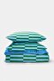 Double Size Blue-Green Geometric Patterned Elasticized Sheet Duvet Cover Set Tphaw27Ckn00002 - 2