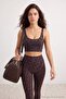 Kahverengi Fırçalı Soft Kumaş Leoparlı Destekli/Şekillendirici Örme Spor Sütyeni THMSS24SS00008 - 3