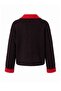 Kahverengi Kırmızı Yakalı Oversize Yumuşak Dokulu Triko Hırka TWOAW27HI00026 - 8