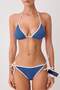 Polka Dot Triangle Covered Color Block Ribbed Regular Waist Regular Bikini Set Tbess26Bt00047 - 3