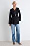 Black Fitted Linen-Look 100% Cotton Tunic Tctss26Uk00012 - 2
