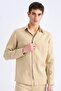 100% Linen Regular Fit Polo Neck Summer Long Sleeve Shirt D9925Ax25Sp - 3