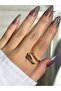 Women's Gold Color Stone Interlocking Ring - 3