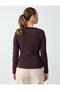 Bitter Brown Slim Fit Boat Neck Knitted Jacket - 5