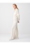 Stone Color Wide Leg Regular Waist Knitted Jogger Pants