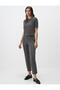 Anthracite Melange Round Neck Sleeve Pearl Detail Knitted Blouse - 2