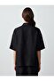 Black 100% Linen Straight Cut Short Sleeve Woven Shirt - 6