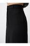 Black Slit Detailed Slim Fit High Waist Midi Skirt - 5