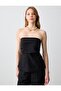 Black 100% Linen Slim Fit Strapless Blouse