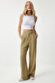Women's Light Khaki Velcro Waist Comfortable Woven Trousers RV00150 - 3