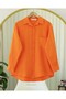 Single Pocket Buttoned Linen Shirt -Orange - 4