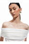 Crepe Fabric Drape Detailed Strapless Blouse - 2