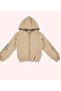 Girl's Floral Print Zippered Jacket 0-14 Years Beige - 3