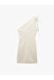 Skinny Fit Tie Detail Draped One Shoulder Mini Dress - 4