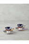 Dahlia New Bone China 4 Piece Coffee Cup Set for 2 People 90 ml Colorful