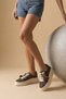 Women's Sneaker Thick Sole Denim Removable Beaded Buckle Sports Shoes Pevosa Brown Denim - 3