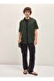 Men's Dark Green Self Design Regular Fit Casual Shirt for Every Occasion - 4