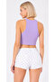 Lilac Ribbed Halter Collar Knitted Crop Tank Top - 2