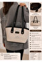 Women's Tan Linen (Canvas) Shoulder Bag with Leather Detailing, Stylish Daily Handbag - 2