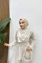 Scuba Fabric Degaje Collar Belted Hijab Double Set - 3