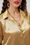 3964 Light Draped Satin Shirt - Golden Yellow - 2