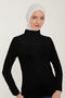 Women's Long Sleeve Half Turtleneck Combed Cotton Stretch Fabric Bodysuit - Black - 2