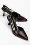 Marceline Women's Buckle Detailed Bitter Brown Patent Leather High Heeled Classic Shoes - 4