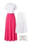 Women's High Waist Plain Pink Lined Long Viscose Skirt - 2