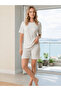 Women's Textured Knitted Crew Neck Short Sleeve Shorts Summer Set 06-74 - 3