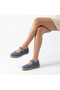 Flat Genuine Suede Leather Blue Women's Espadrille - 6