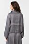 Gray Stand Collar Slim Women's Bomber Jacket - 4