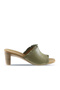 Shoes Khaki Leather Women's Heeled Slippers 01Wn4002