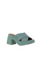Green Light Leather Women's Heeled Slippers 01Wy12201 - 2