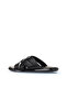 Black Leather Men's Flat Slippers 25Mt2233 - 4