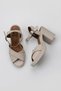 Cream Leather Women's Heeled Sandals 01Wy12301