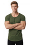 Men's Khaki Wide Collar Lycra T-Shirt 1801199 - 2