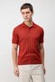 Red Textured Knitwear Men's Polo T-Shirt