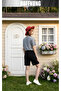 Unisex Casual Short Sleeve Set with Black Drinks Print Outdoor Spring/Summer Fullshorts - 4