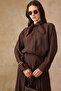 Scarf Collar Shirt Skirt Modal Double Set Brown 9460-Tk - 6