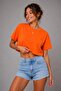 Women's Crop T-Shirt Casual Basic Short Sleeve Tshirt - Orange - 2
