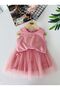 My Little Girl's 2-Piece Set with Bow Detail and Tulle Skirt - Dusty Rose