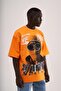 Men's Rhinestone and Printed Oversize T-Shirt Electric-Orange - 4
