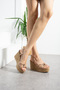 Premium Color Knot Detailed High Wedge Heeled Women's Sandals - Stylish for Night and Daily Use