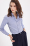 Women's Slim Fit slim fit long sleeve cotton bodycon textured light navy basic shirt - 6