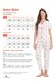 Women's Standard Fit Regular Cut Ribbed Look Bow Detail Short Sleeve Printed Ecru Pajama Set - 3