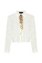 Embroidered Detail Cotton Straight-Cut Ecru Shirt - 5
