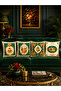 Green Background Citrus Patterned Luxury Runner and Set of 4 Throw Pillow Covers Decorative Pillow - 4