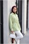Modal Tunic with Floral Detail on the Front and Buckle Belt - Water Green - 3