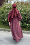 Burgundy Buttoned Waist Drawstring Dress - 6